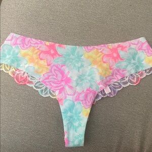 Victorias Secret Floral Lace Trim armor Thong- Bikini Panties